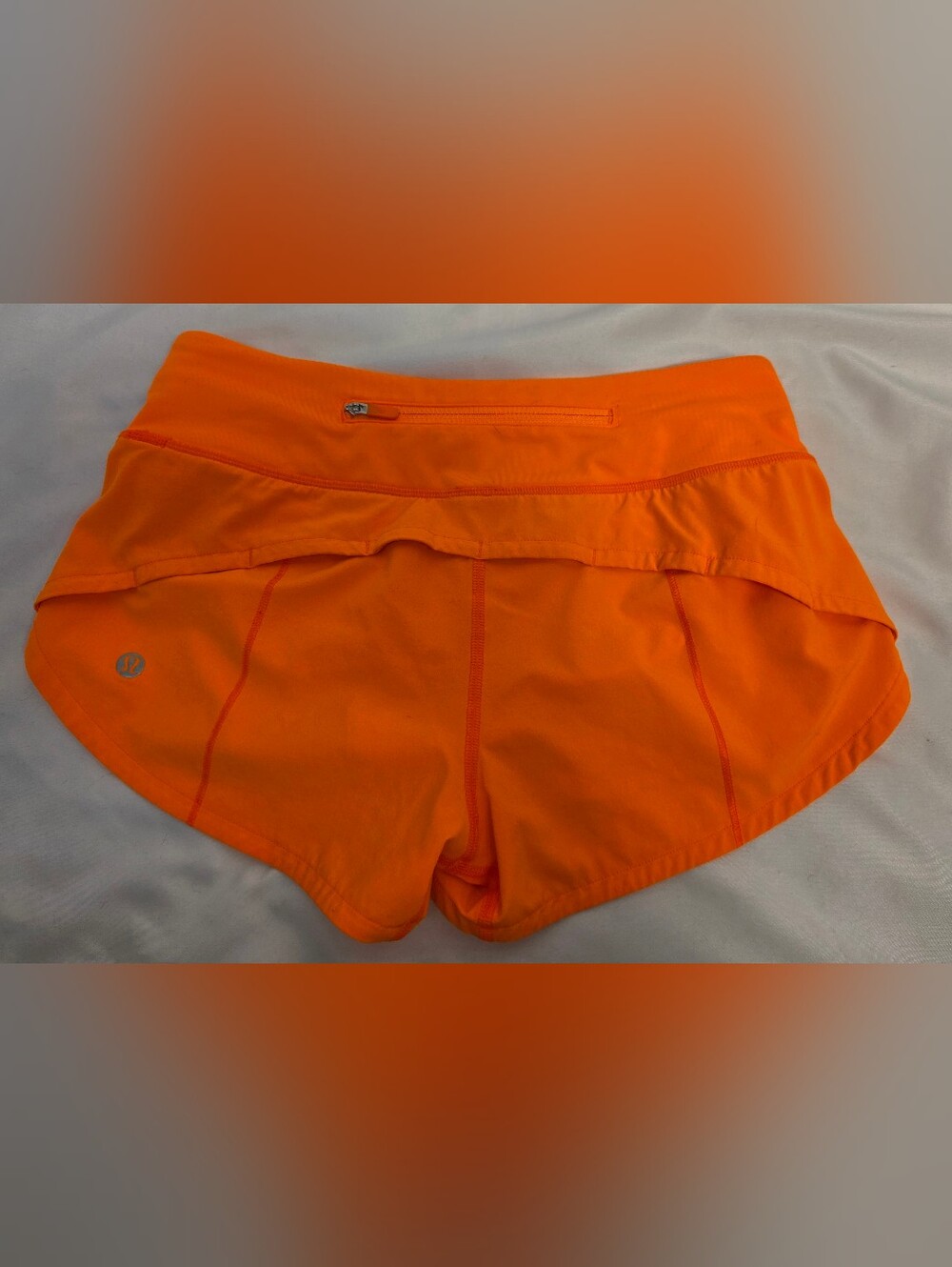 Lululemon Speed Up Low Rise Lined Running Shorts Neon Orange - Size 2 - Picture 3 of 5